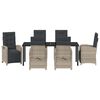 vidaXL Garten Essgruppe mit Kissen 7 pcs Hellgrau Poly-Rattan