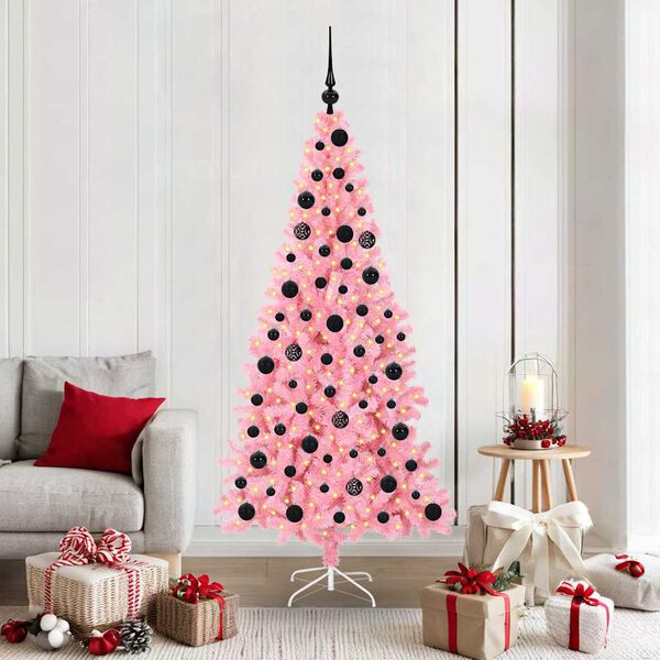 vidaXL Weihnachtsbaum mit 300 LEDs mit St&auml;nder Rosa 180 cm PVC