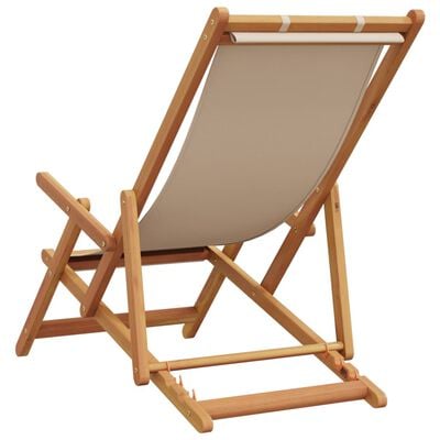 vidaXL Strandstuhl Klappbar Beige Massivholz Eukalyptus und Stoff