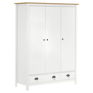 vidaXL Kleiderschrank mit 3 T&uuml;ren Hill Wei&szlig; 127x50x170 cm Kiefernholz