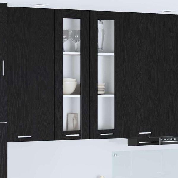 vidaXL H&auml;ngeschrank mit T&uuml;r Riga Schwarz Eichen-Optik 60 x 31 x 100 cm