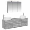 vidaXL Badezimmerm&ouml;bel-Set 4 pcs Grau Sonoma Ingenieurholz und Glas