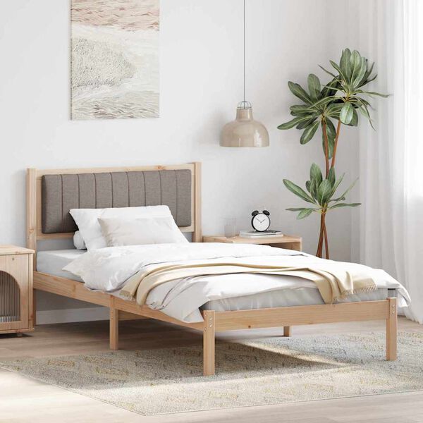 vidaXL Bettgestell mit gepolstertem Kopfteil Taupe 100 x 200 cm