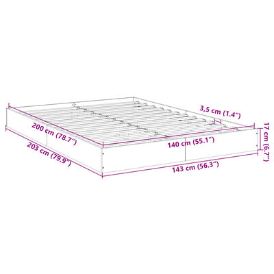 vidaXL Bettgestell Räuchereiche 140x200 cm Holzwerkstoff