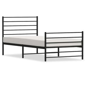vidaXL Bettgestell mit Kopf- und Fu&szlig;teil Metall Schwarz 75x190 cm