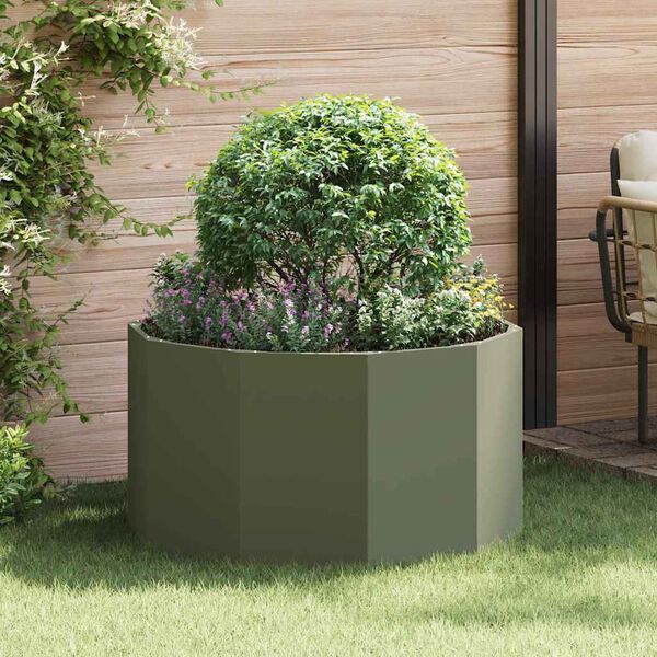 vidaXL Pflanzk&uuml;bel Olive Gr&uuml;n 90 x 90 x 50 cm Stahl