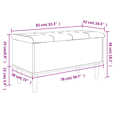 vidaXL Sitzbank mit Stauraum Betongrau 82x42x46 cm Holzwerkstoff