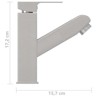 vidaXL Waschbeckenarmatur mit Herausziehbarer Brause Silbern 157x172 mm
