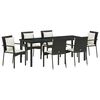 vidaXL Garten Essgruppe mit Kissen 7 pcs Schwarz Poly-Rattan