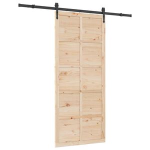 vidaXL Schiebet&uuml;r Natur 80 x 208 cm Massives Kiefernholz