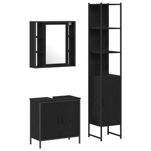 vidaXL Badezimmer Waschbeckenm&ouml;bel 3 stk. Schwarz 33 x 33 x 185,5 cm
