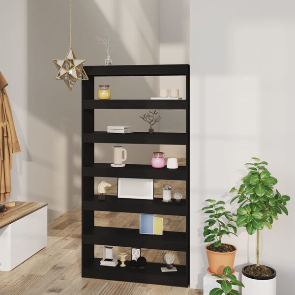 vidaXL B&uuml;cherregal/Raumteiler Schwarz 100x30x198 cm Holzwerkstoff