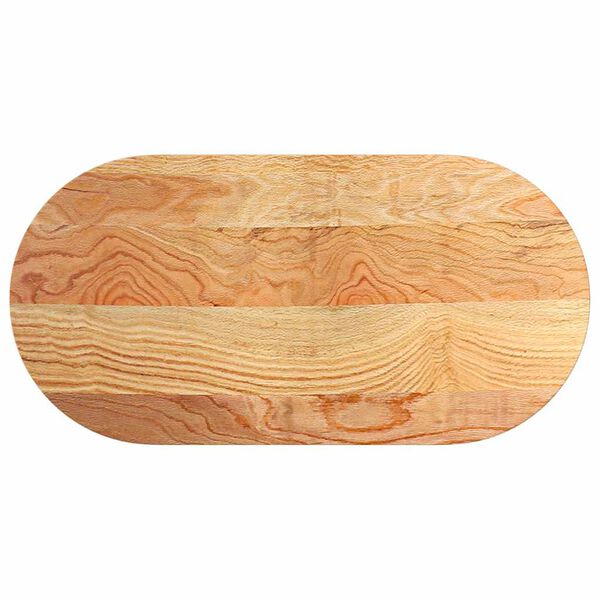 vidaXL Tischplatte Hellbraun 100x50x4 cm Massivholz Eiche Oval