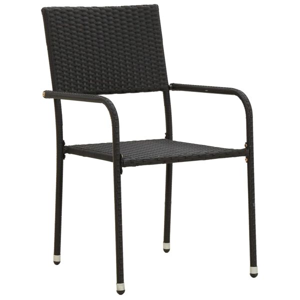 vidaXL 7-tlg. Garten-Essgruppe Poly Rattan Schwarz