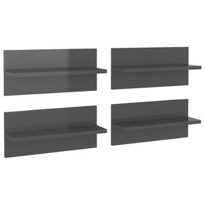 vidaXL Wandregale 4 Stk. Hochglanz-Grau 40x11,5x18 cm