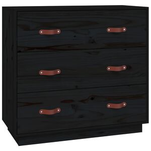 vidaXL Sideboard Schwarz 80x40x75 cm Massivholz Kiefer