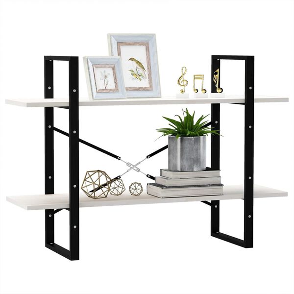 vidaXL Bücherregal 2 Böden Weiß 100x30x70 cm Massivholz Kiefer