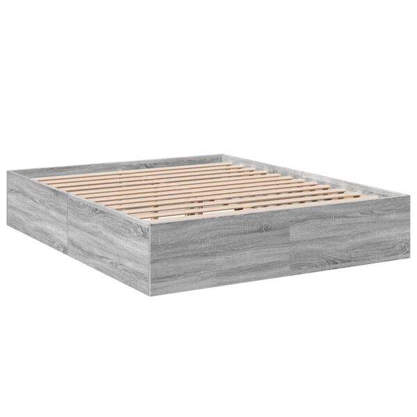 vidaXL Bettgestell Grau Sonoma 150x200 cm Holzwerkstoff