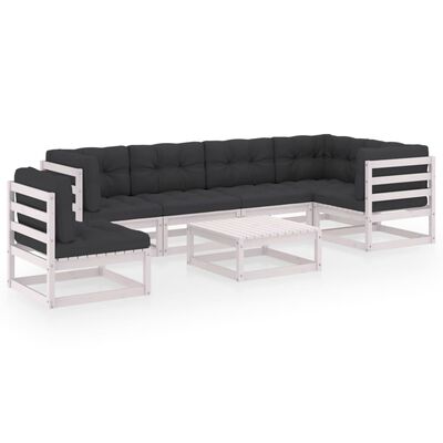 vidaXL 7-tlg. Garten-Lounge-Set mit Kissen Massivholz Kiefer