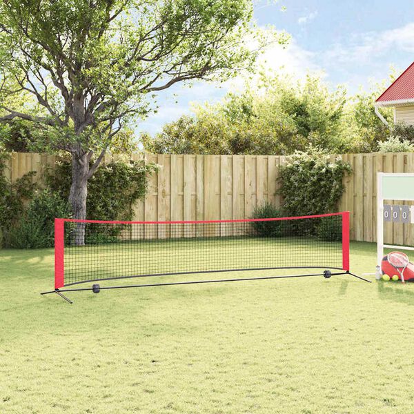 vidaXL Tennisnetz Schwarz und Rot 396 x 92 x 87 cm Polyester