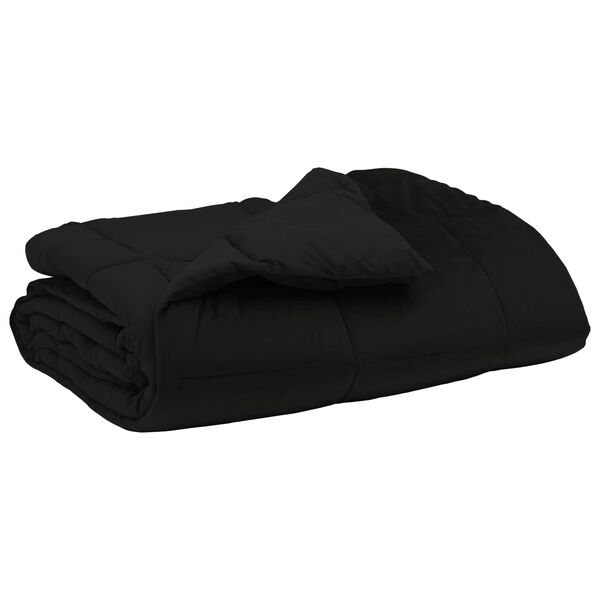 vidaXL Ganzjahresbettdecke Gepolstert Schwarz 200 x 240 cm Mikrofaser