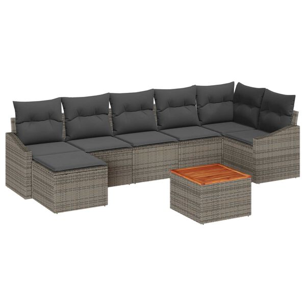 vidaXL Gartensofa-set mit Speicher 8 pcs Grau Poly-Rattan