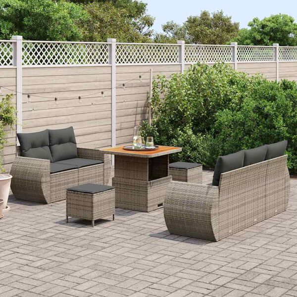vidaXL Gartensofa-set 8 pcs Grau Poly-Rattan