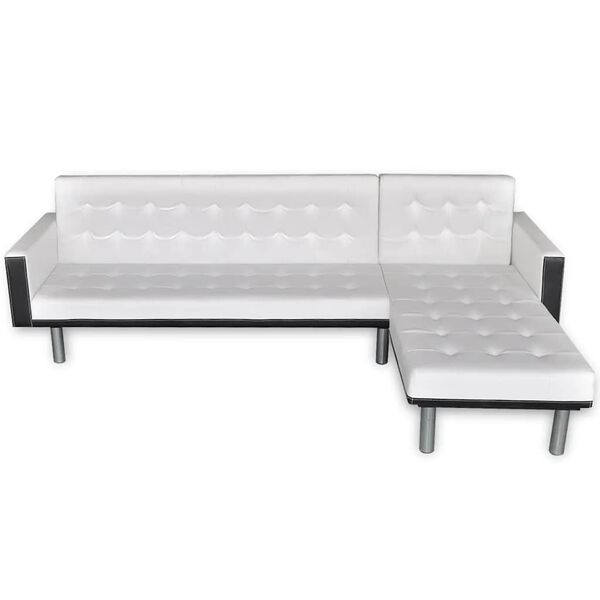 vidaXL Schlafsofa in L-Form Kunstleder Wei&szlig; und Schwarz
