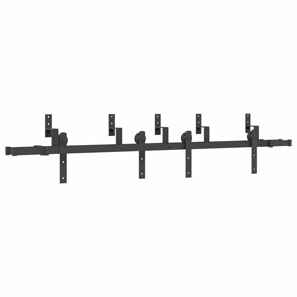 vidaXL Schiebet&uuml;rbeschlag-Set 200 cm Stahl Schwarz