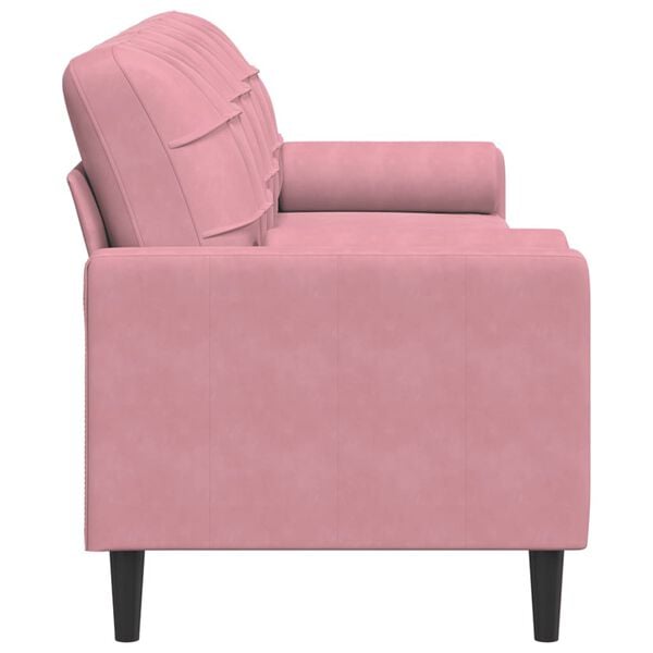 vidaXL Sofa 3-Sitzer mit Zierkissen Rosa 210 cm Samt