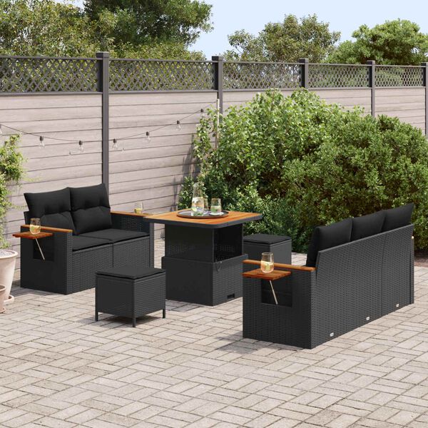 vidaXL Gartensofa-set mit Kissen 8 pcs Schwarz