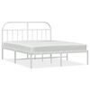 vidaXL Bettgestell mit Kopfteil Metall Wei&szlig; 150x200 cm