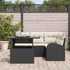 vidaXL Garten-Sofa-Set mit Kissen 5 pcs Schwarz Poly Rattan