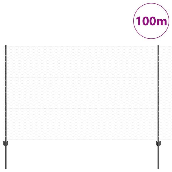 vidaXL Zaun mit Pfosten Grau 1,5 x 100 m Stahl