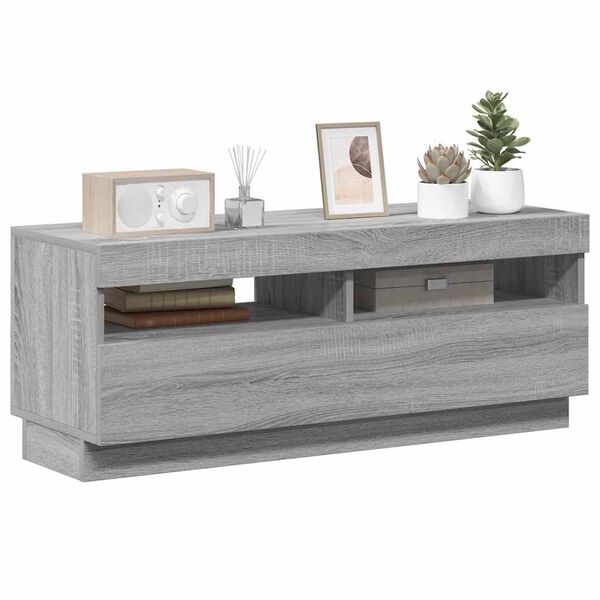 vidaXL TV-Schrank mit LED-Leuchten Grau Sonoma 100x35x40 cm