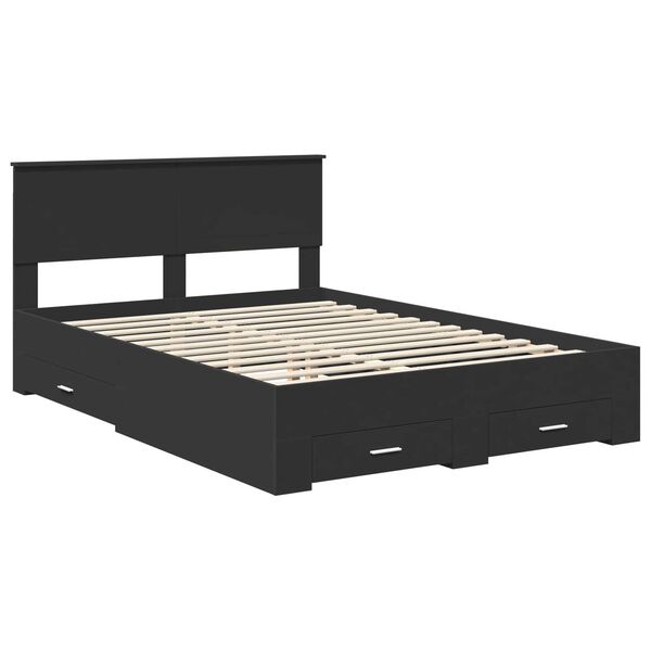 vidaXL Bettrahmen mit Kopfteil Schwarz 135 x 190 cm Holzwerkstoff