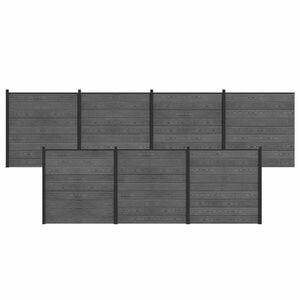 vidaXL zaunset 7 stk. 1218 x 186 cm WPC und Aluminium Grau