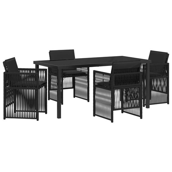 vidaXL Garten Essgruppe 5 pcs Schwarz Pulverbeschichteter Stahl