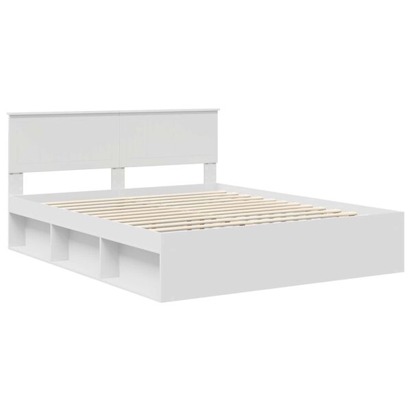 vidaXL Bettrahmen mit Kopfteil Wei&szlig; 160 x 200 cm Massives Kiefernholz