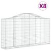 vidaXL Gabionen mit Hochbogen 8 Stk. 200x30x100/120cm Verzinktes Eisen