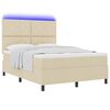 vidaXL Boxspringbett mit Matratze mit LED Creme 160 x 200 cm Stoff