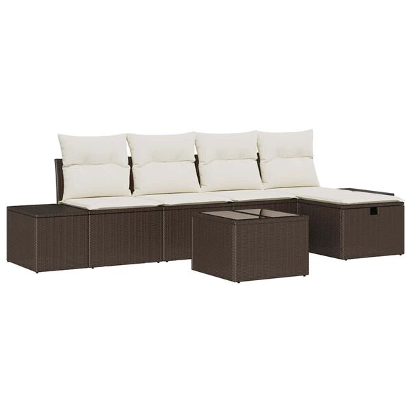 vidaXL Garten-Sofa-Set 6 pcs Braun 55 x 62 x 69 cm Poly Rattan