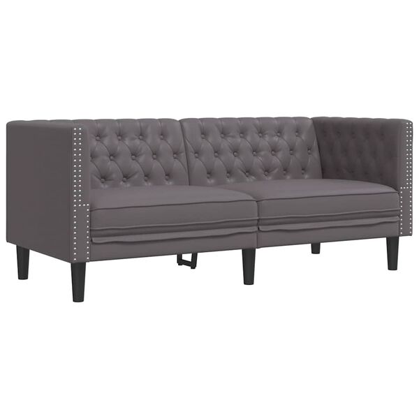 vidaXL 3-tlg. Chesterfield-Sofa-Set Grau Kunstleder