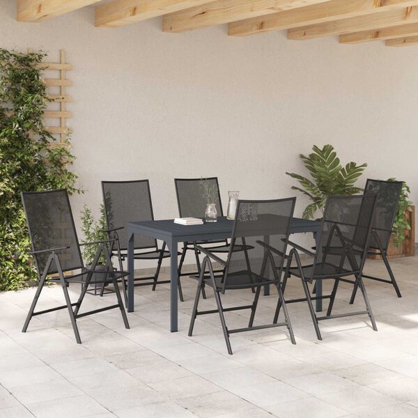 vidaXL Garten Essgruppe 7 pcs Anthrazit Pulverbeschichteter Stahl