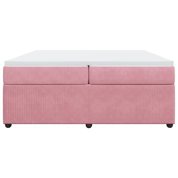 vidaXL Boxspringbett mit Matratze Rosa 200x200 cm Samt