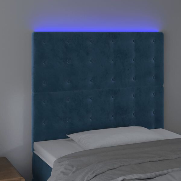 vidaXL LED Kopfteil Dunkelblau 100x5x118/128 cm Samt