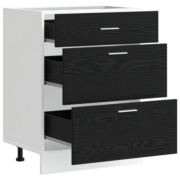 vidaXL K&uuml;chenunterschrank Schwarz Eichen-Optik 60 x 46 x 81,5 cm
