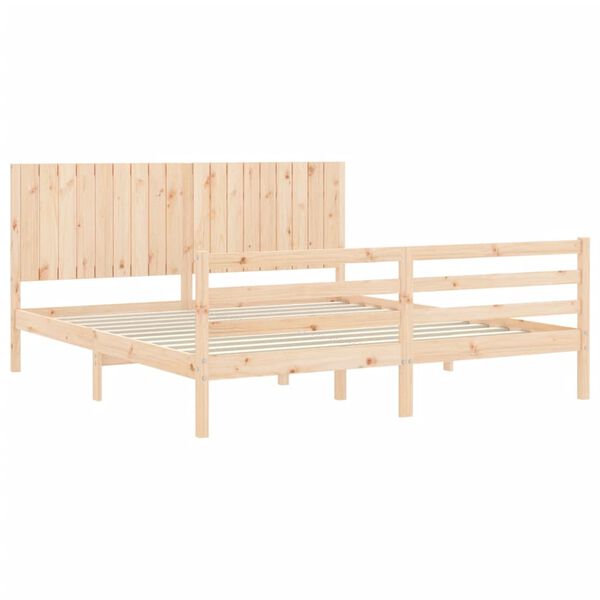 vidaXL Massivholzbett mit Kopfteil