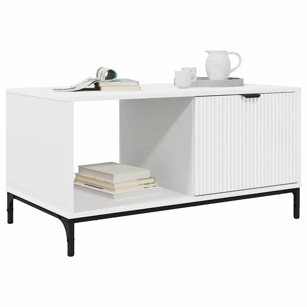 vidaXL Couchtisch mit Schubladen Wei&szlig; 90 x 49 x 46 cm Holzwerkstoff