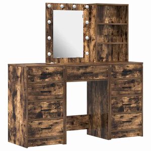 vidaXL Schminktisch 3 stk. R&auml;uchereiche 40 x 41 x 135 cm Holzwerkstoff
